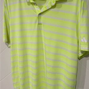 Adidas Men's  Green and gray Striped Polo Golf Vacation Giftable